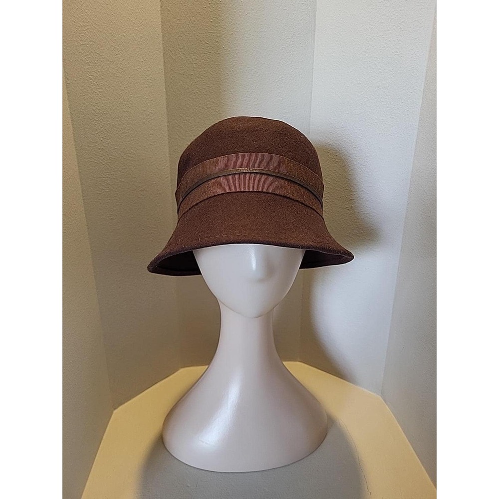 Vintage Filippo Catarzi 100% Wool Cloche Hat Brown Made in Italy